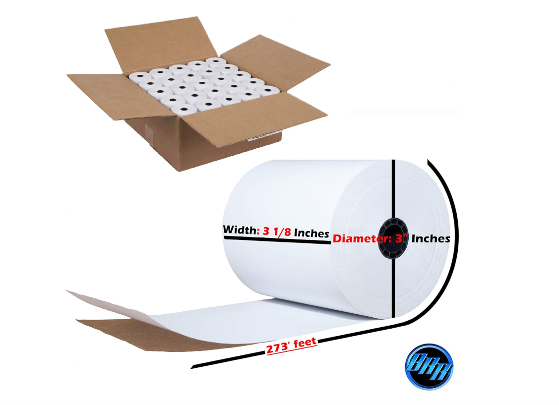 3 1/8" x 273' Thermal Receipt Paper Rolls (50 count)